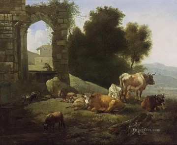 berger vache italianate paysage willem romeijn Peinture à l'huile
